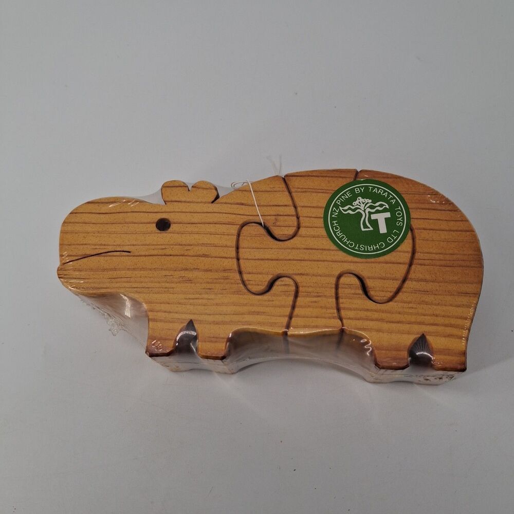 NEW Tarata Wooden Puzzle Hippo 3D Standing New Zealand Pine